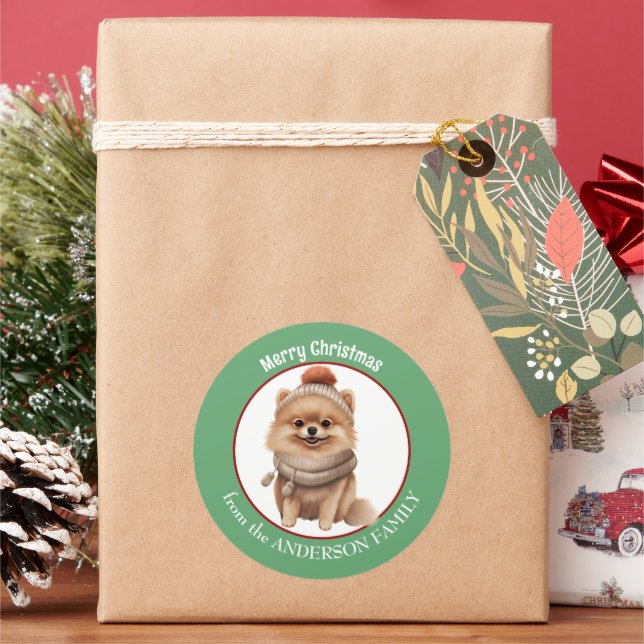 Adesivo Cachorro Pomerano de inverno e Natal (Feriado)