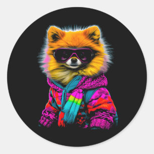 Adesivo Cachorro Pomerano de inverno Esqui de esportes