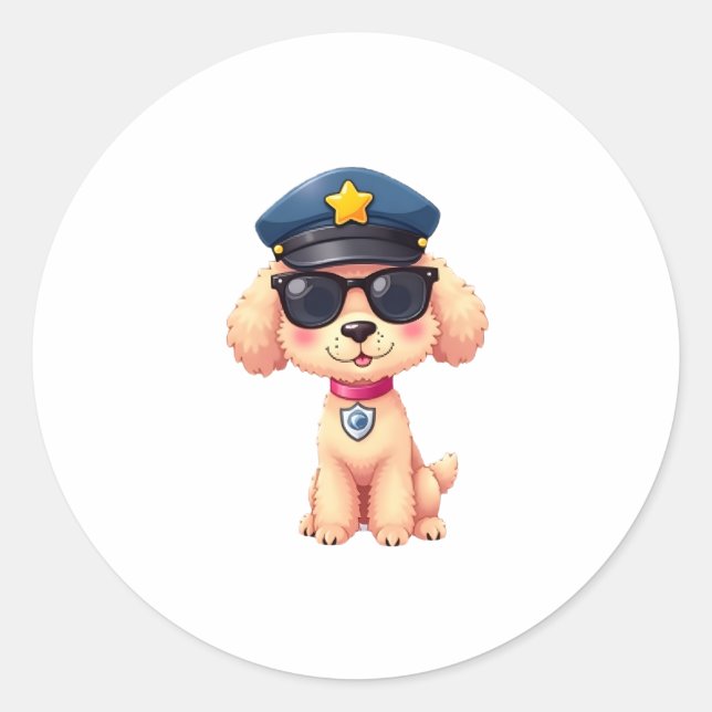 Adesivo Cachorro-Poodle da Polícia de Chibi (Frente)