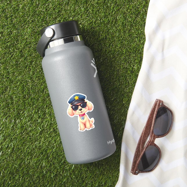 Adesivo Cachorro-Poodle da Polícia de Chibi (HydroFlask Insitu)