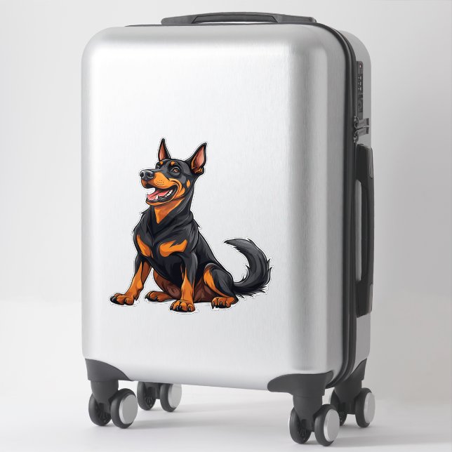 Adesivo Cachorro Preto e Marrom Feliz (Mala)