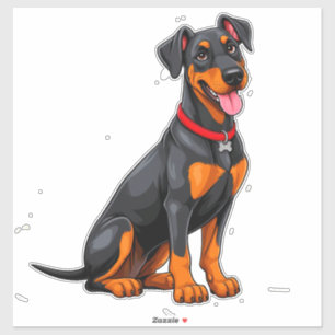 Adesivo Cachorro Preto e Marrom Feliz