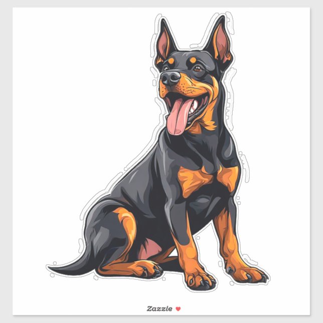 Adesivo Cachorro Preto e Marrom Feliz (Folha)
