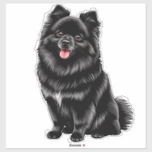 Adesivo Cachorro preto japonês Spitz pomeranian kawaii