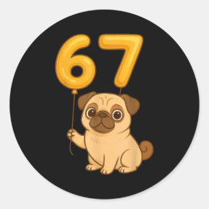 Adesivo Cachorro Pug 67 Meme Seis Sete Balão Engraçado Ger