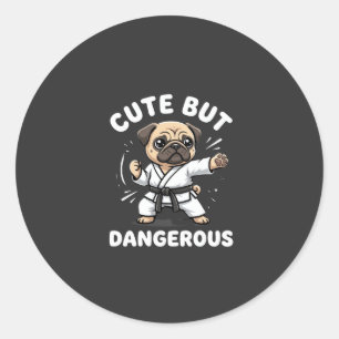 Adesivo Cachorro Pug de Karatê Fofo Mas Perigoso