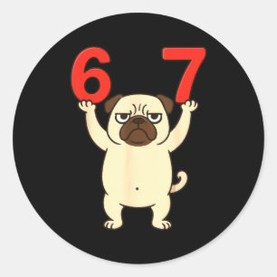 Adesivo Cachorro Pug Engraçado 67 Meme Seis Sete