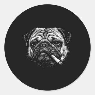 Adesivo Cachorro pug engraçado fumando cigarro meme cachor