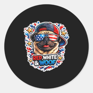 Adesivo Cachorro pug engraçado vermelho branco e latido pa