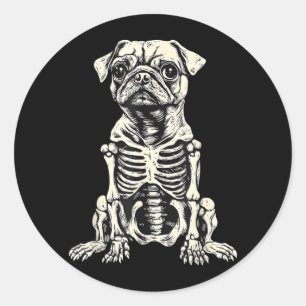 Adesivo Cachorro Pug Esqueleto Halloween