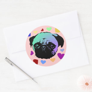 Adesivo Cachorro Pug Filhote PopArt Estilo Retro