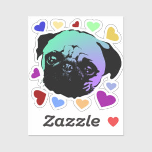 Adesivo Cachorro Pug Filhote PopArt Estilo Retro