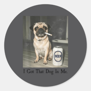 Adesivo Cachorro Pug Fumando Cerveja