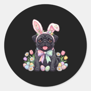 Adesivo Cachorro pug preto coelho de páscoa ovos primavera