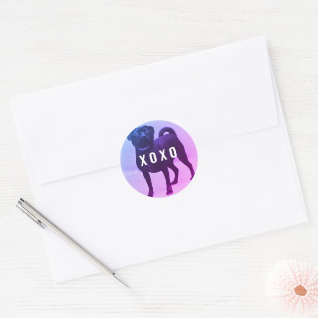 Adesivo Cachorro Pug XOXO Dia dos Namorados (Envelope)
