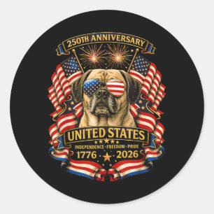 Adesivo Cachorro Puggle EUA Independência 1776 2026 Patrió