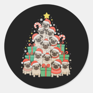 Adesivo Cachorro Pugs Árvore de Natal Xmas Pai Mãe Família