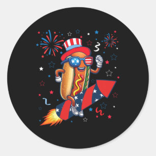 Adesivo Cachorro-quente 4 de Julho Foguete Patriótico e Fo