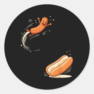 Adesivo Cachorro-quente Engraçado Pulando no Pão Salsicha