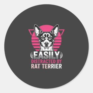 Adesivo Cachorro Rat Terrier Fácilmente Distraído Retro