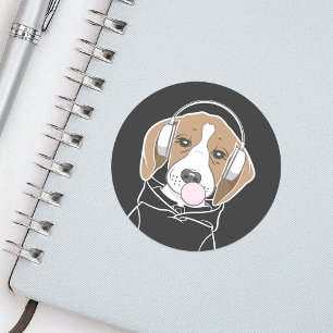 Adesivo Cachorro Resfriando com Chiclete Fofo Beagle Engra