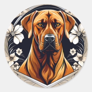 Adesivo Cachorro Ridgeback Gracioso Ridgeback com Floral