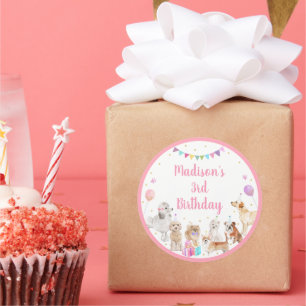 Adesivo Cachorro Rosa Rosa Menina-Rosa Pata-Pássaro Aniver