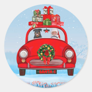 Adesivo Cachorro Rottweiler No Carro Com Papai Noel