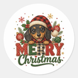 Adesivo Cachorro Salsicha Natal Feliz