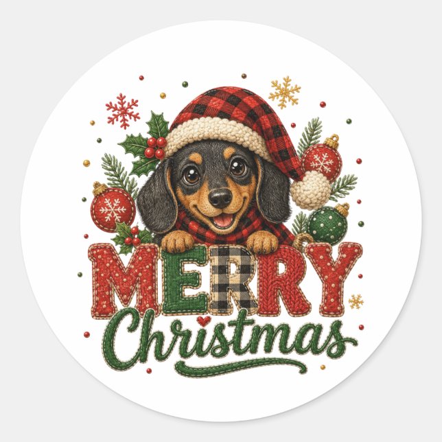 Adesivo Cachorro Salsicha Natal Feliz (Frente)