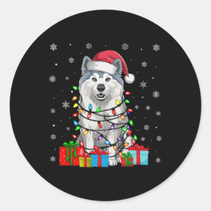 Adesivo Cachorro Samoado Ugly Xmas Luz Santa Hat Cachorro 
