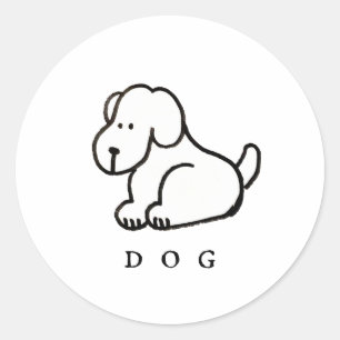 Adesivo Cachorro Sentado em Desenho Animado Engraçado