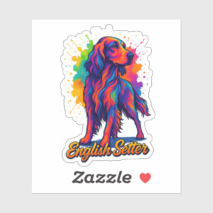 Adesivo Cachorro Setter Inglês Vibrante Pop Art