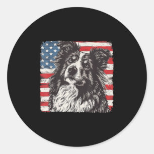 Adesivo Cachorro Shetland Sheepdog Camiseta Patriota Ameri