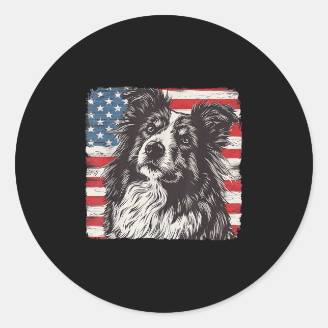 Adesivo Cachorro Shetland Sheepdog Camiseta Patriota Ameri (Frente)