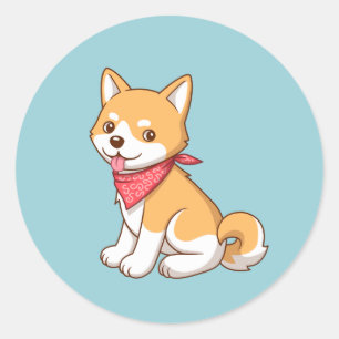 Adesivo Cachorro Shiba Inu Fofinho em Azul
