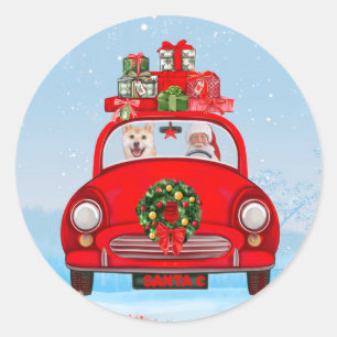 Adesivo Cachorro Shiba Inu no carro com Papai Noel