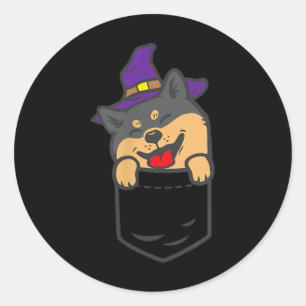 Adesivo Cachorro Shiba Inu Preto Poc Bruxa Halloween Akita