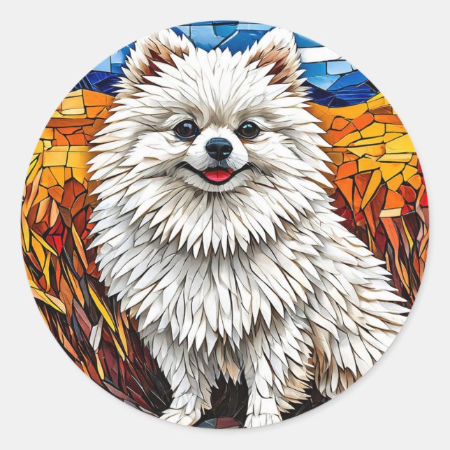 Adesivo Cachorro Spitz Japonês Elegância Fofa 🐾 Inverno F (Frente)