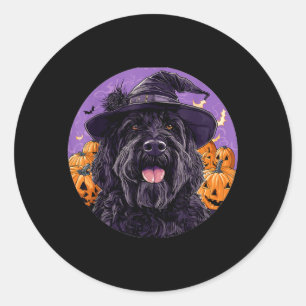 Adesivo Cachorro Terrier Russo Preto Com Chapéu de Bruxa d