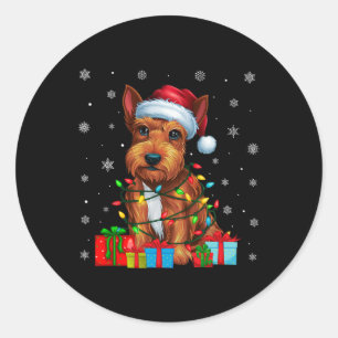 Adesivo Cachorro Ugly Xmas Light Santa Hat Scottish Terrie