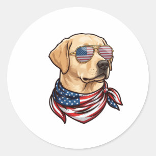 Adesivo Cachorro Usa Óculos de Sol Lenço da Bandeira
