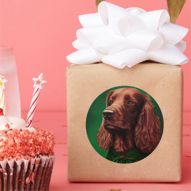 Adesivo Cachorro Vermelho Irlandês na Rua. Vestido do Dia  (Festa)