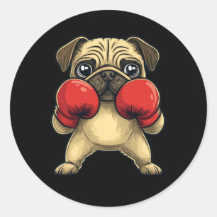 Adesivo Cachorro Vestido Como Um Boxer Engraçado