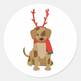 Adesivo Cachorro vestindo Antlers e Scarf