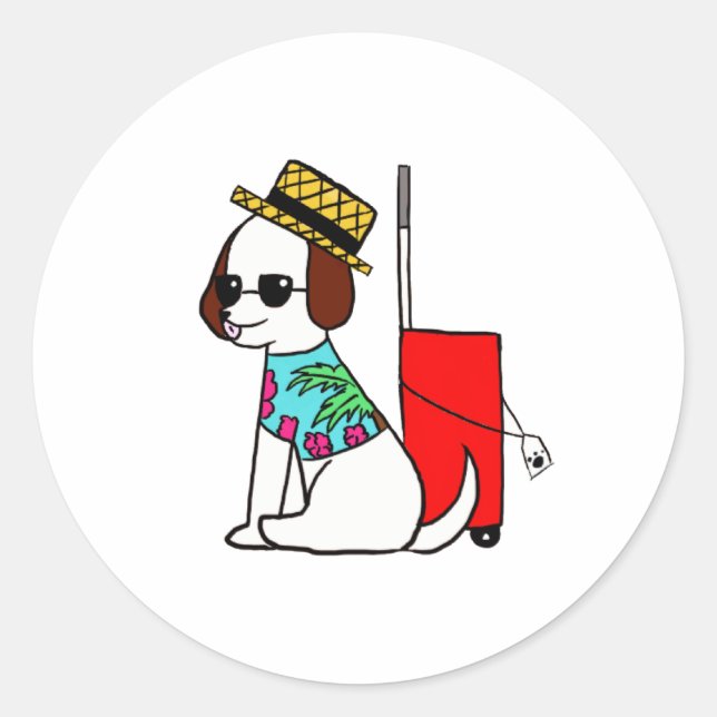 Adesivo Cachorro viajando para Hawaii Sticker (Frente)