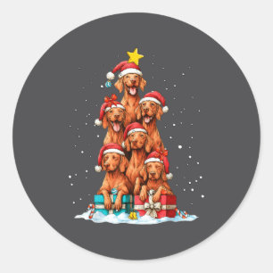 Adesivo Cachorro Vizsla Fofo Árvore de Natal Gorro de Nata