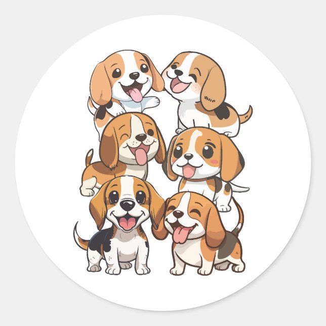 Adesivo cachorros beagle felizes (Frente)