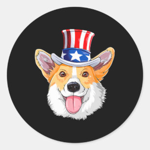 Adesivo Cachorros Corgi Fofos 4 De Julho Bandeira American