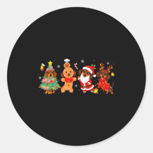 Adesivo Cachorros Dachshund Fofos Árvore de Natal Gingerbr